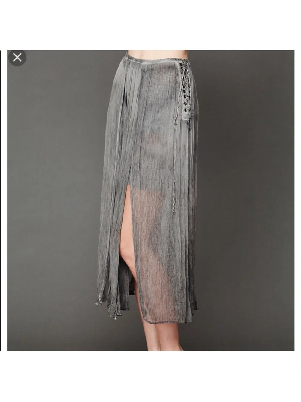 Free People New Romantics Lace Up Gray Skirt